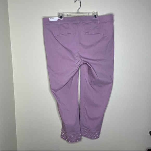 LANE BRYANT-MAUVE ALLIE SKINNY ANKLE PANT W/PEARL CUFFS-SLIMMING TUMMY PANEL-22 - Picture 4 of 7